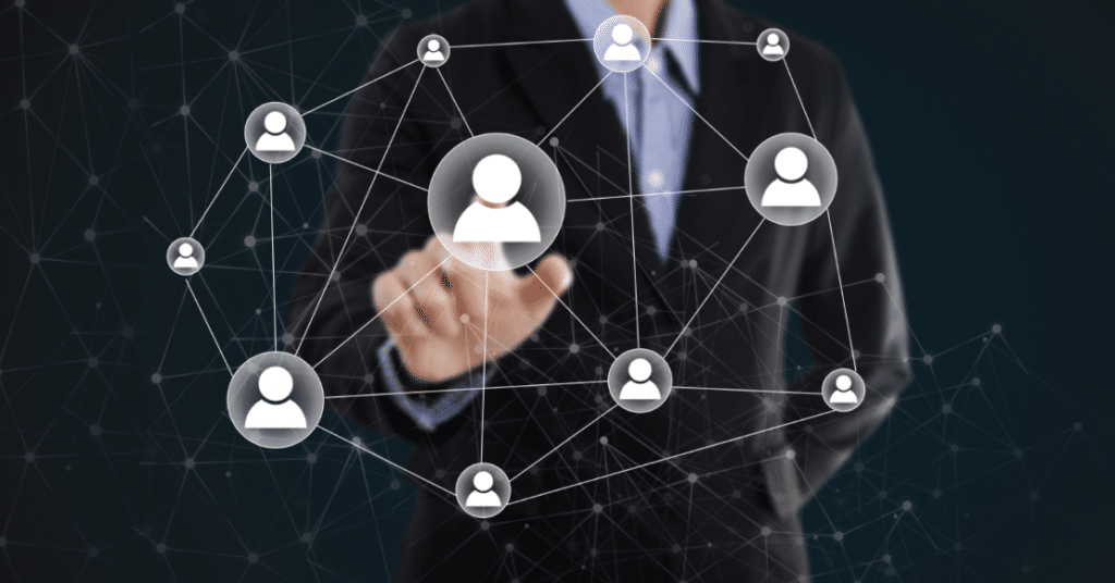 drawn network of people with manager selecting an individual