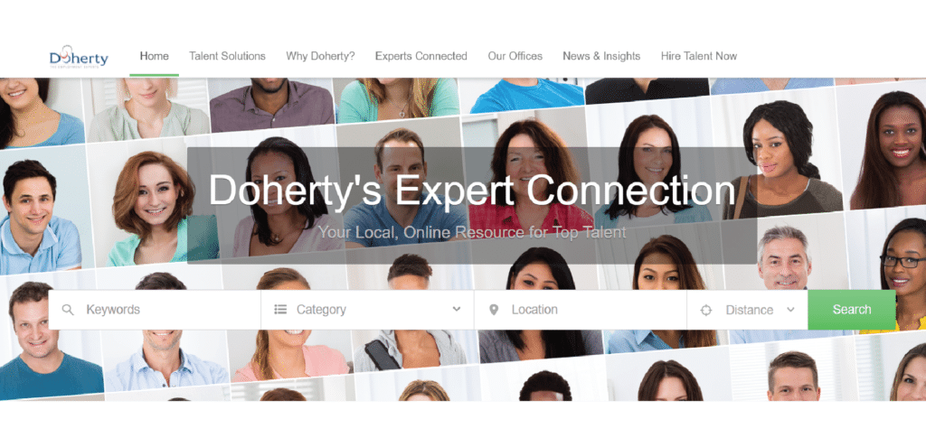 screenshot of the dohertyexperts.com home page