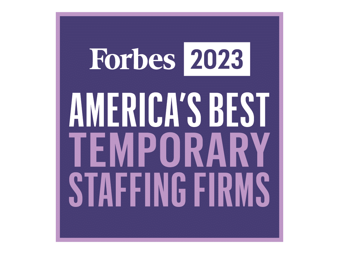 Forbes 2023 award logo for America's Best Temporary Staffing Firms